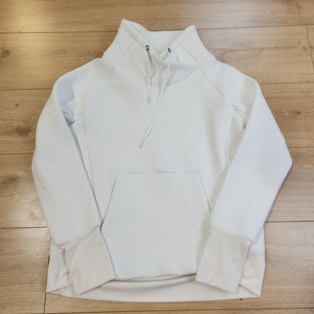Athleta Jacquard Elevation Pullover Womens Medium White Fleece Sweatshirt